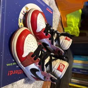 Nike Kids Red, White, and Black High-Top Sneakers